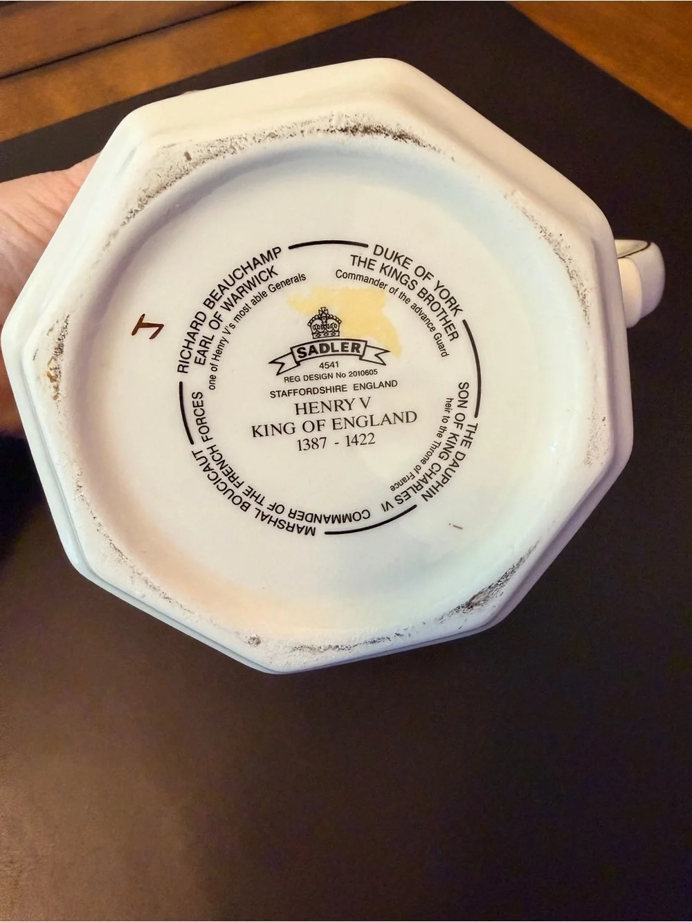 Vintage James Sadler porcelain novelty teapot depicting King Henry V of England